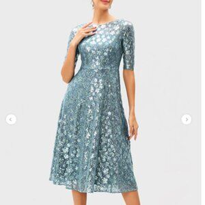 ✨ eShakti Sequin Embellished Floral Lace Dress (Style CL0100245) ✨